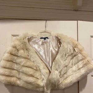 cream faux fur shawl